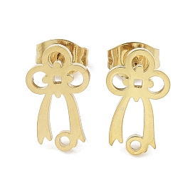 Ионное покрытие бантом (IP) 304 фурнитура для сережек-гвоздиков из нержавеющей стали, с петлей