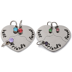 Лучшие друзья навсегда 201 подвески-подвески из нержавеющей стали со стразами, сердце