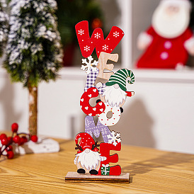 Word Welcome with Santa Claus Wooden Display Decorations, for Christmas Party Gift Home Decoration