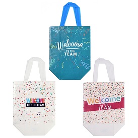 Печатные нетканые многоразовые складные подарочные пакеты для винных бутылок с ручкой, портативная водонепроницаемая сумка для покупок для упаковки подарков, прямоугольник со словом