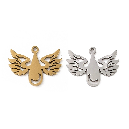 5 pcs 201 pendentifs en acier inoxydable, Coupe au laser, charme d'ange