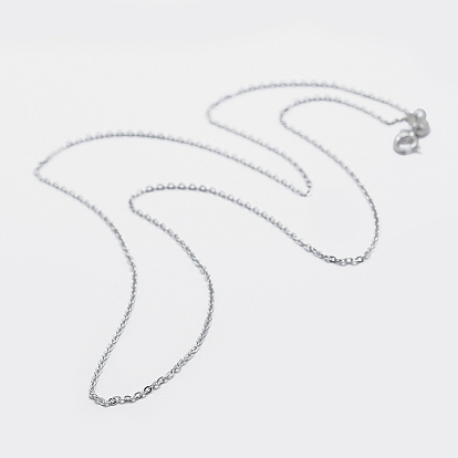 925 Sterling Silver Cable Chain Necklaces, with Spring Ring Clasps, with 925 Stamp