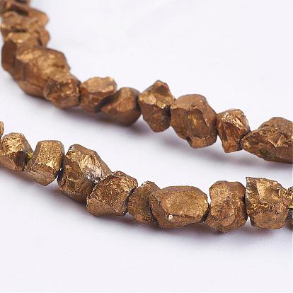 Electroplated Natural Pyrite Bead Strands, Nuggets