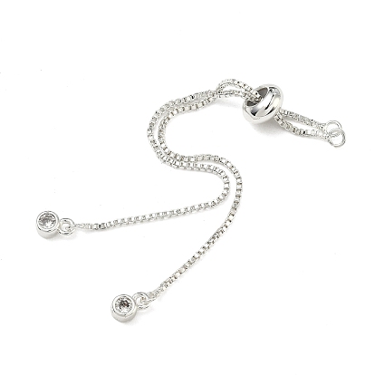 Изготовление браслетов из латуни с прозрачными кубическими циркониями и цепочками-слайдерами., с плоским круглых бусин, долговечный, стойки покрытие