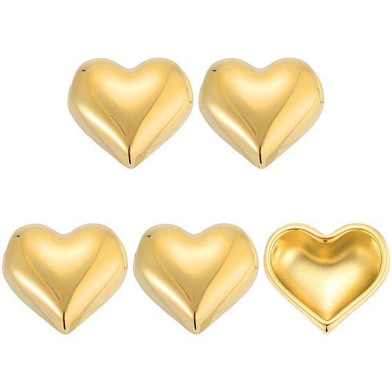 5 шт. 304 бусины из нержавеющей стали, вакуумное покрытие pvd, сердце