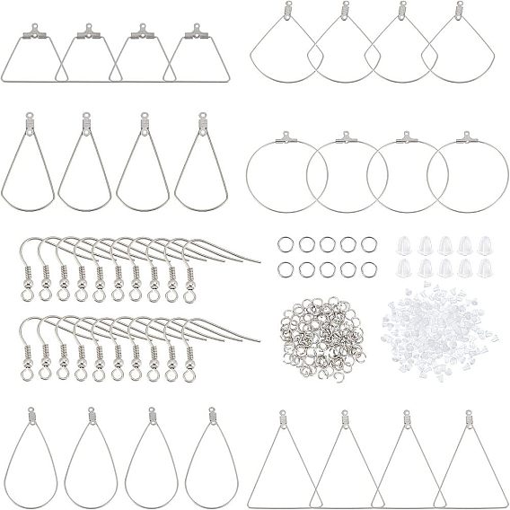 DIY Wire Wrap Drop Earring Making Kit, Including 304 Stainless Steel Earring Hooks & Wire Pendants, Plastic Ear Nuts