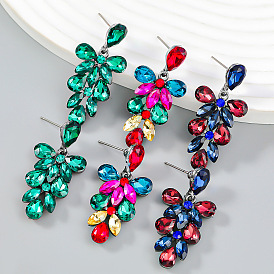 Fashion Diamond Alloy Flower Earrings for Women Party Jewelry