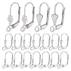 304 Stainless Steel Leverback Earring Findings, with Loop