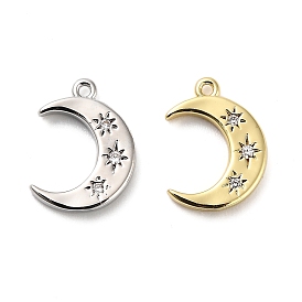 Латунные микро проложить кубического циркония подвески, Луна прелести, стойки покрытие, долговечный, без свинца и без кадмия