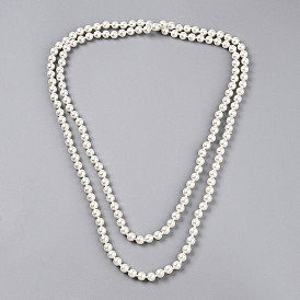 8.2мм длинные ожерелья из круглых бусин из запеченного стекла с перламутровым покрытием