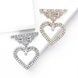 Alloy Rhinestone Brooch for Backpack Clothes, Heart