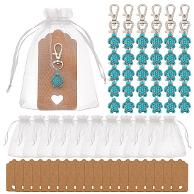 30 шт. синтетическая бирюзовая черепаха подвеска украшения, с сплава шарнирного когтя омара застежками