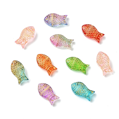 45шт 9 цвета гальваники прозрачные стеклянные бусины, золотой металл обвитыми, рыба