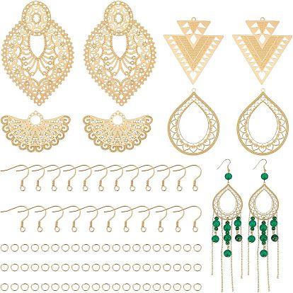 Набор для изготовления филигранных сережек своими руками, в том числе 304 подвески с геометрической формой из нержавеющей стали, крючки для серег и прыгающие кольца