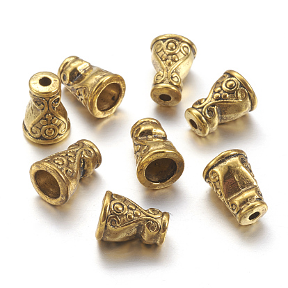Tibetischen Stil Legierung Perle Kegel, Bleifrei und cadmium frei, 7.5 mm breit, 10 mm lang, Bohrung: 1.5 mm