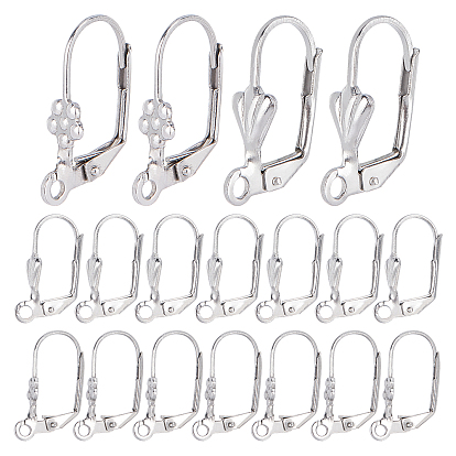 304 Stainless Steel Leverback Earring Findings, with Loop