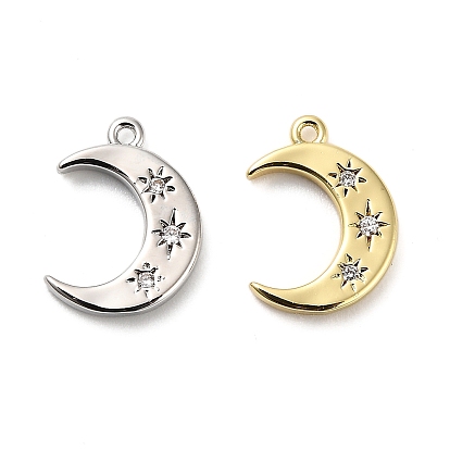 Латунные микро проложить кубического циркония подвески, Луна прелести, стойки покрытие, долговечный, без свинца и без кадмия