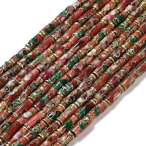 Бусины ручной работы перегородчатой, колонке с цветком