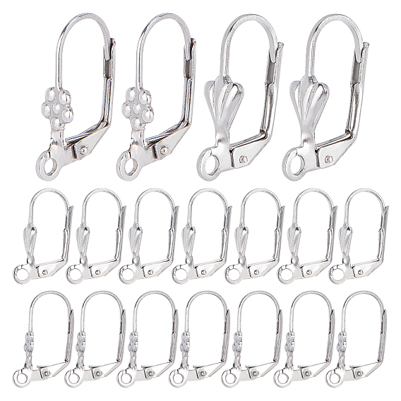 304 Stainless Steel Leverback Earring Findings, with Loop