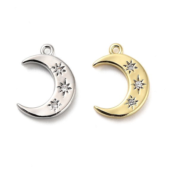 Латунные микро проложить кубического циркония подвески, Луна прелести, стойки покрытие, долговечный, без свинца и без кадмия