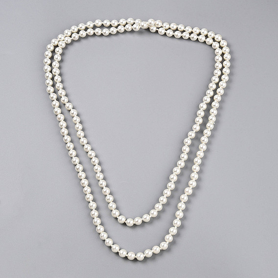 8.2мм длинные ожерелья из круглых бусин из запеченного стекла с перламутровым покрытием