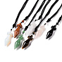 Gemstone Bullet Pendant Necklace with Nylon Cord for Women