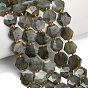 Brins de perles de labradorite grise naturelle, hexagone, coupe hexagonale facettée, avec des perles de rocaille