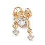 Латунные микропаве прозрачные подвески с фианитом, бантом прелести