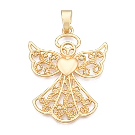 Plating Alloy Big Pendants, Hollow Angel Charms, Lead Free & Nickel Free & Cadmium Free