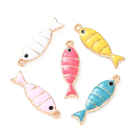304 нержавеющей стальной эмали подвески, светлое золото, рыбы прелести