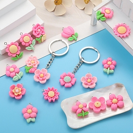 Подвески из смолы, цветок, с платиновым шлейфом