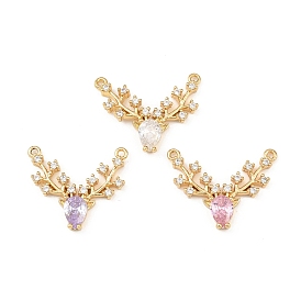 Латунные микро проложить кубического циркония подвески, подвеска в виде головы оленя, долговечный, без кадмия и без свинца, реальный 18 k позолоченный
