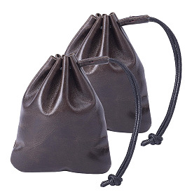 Leather Drawstring Pouches Packaging Bags for Jewelry, Rectangle