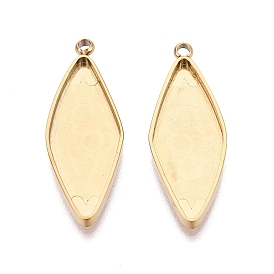 304 компонент подвески-кабошона из нержавеющей стали, ромб, ионное покрытие (ip)