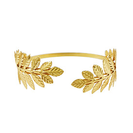 Stylish Leaf Armlet and Bracelet Set for Wedding and Christmas Gifts