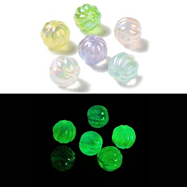 UV Plating Luminous Acrylic Beads, Round, Glow in the Dark Beads