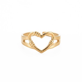 304 кольцо из нержавеющей стали с открытым сердцем для женщин