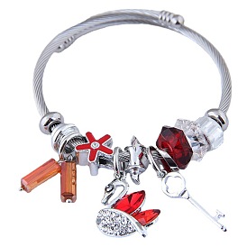 Bracelet en cristal de perles diy d'inspiration ethnique avec taille réglable - série en acier inoxydable 1122