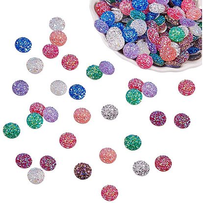 Resin Cabochons, Imitation Druzy Agate, Flat Round