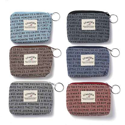 Word Pattern Clothlike Bags, Change Purse, with Handle Ring