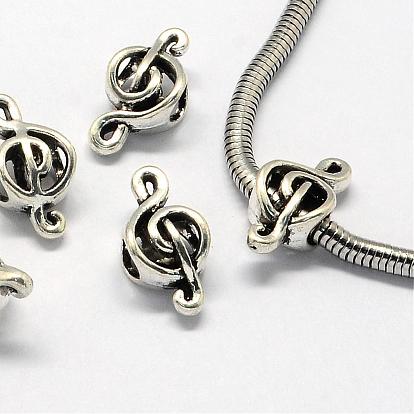Tibetan Style Alloy Beads, Large Hole Beads, Musical Note