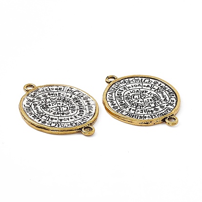Tibetan Style Alloy Connector Charms, Flat Round Links with Word