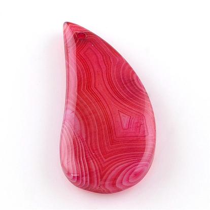 Natural Agate Pendants, Dyed, Drop, Mixed Style, 41~42x19~20x5.5~6.5mm, Hole: 1.5~2mm