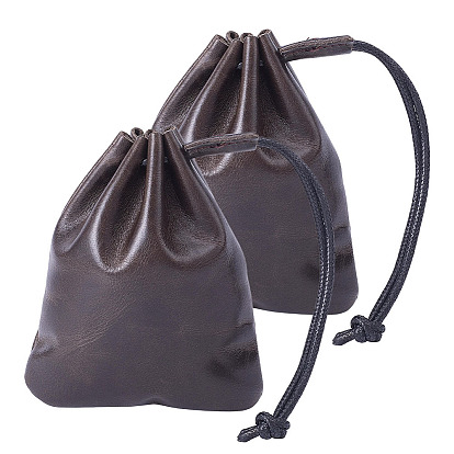 Leather Drawstring Pouches Packaging Bags for Jewelry, Rectangle