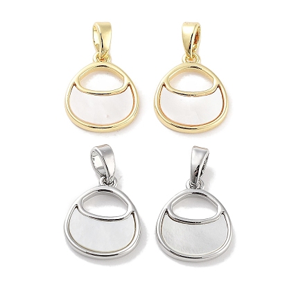 Brass Pave Natural Shell Bag Shape Charms