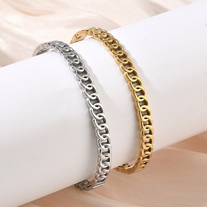 304 Stainless Steel Ring Link Chain Hinged Cuff Bangles