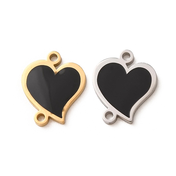 304 Stainless Enamel Connector Charms, Heart Links