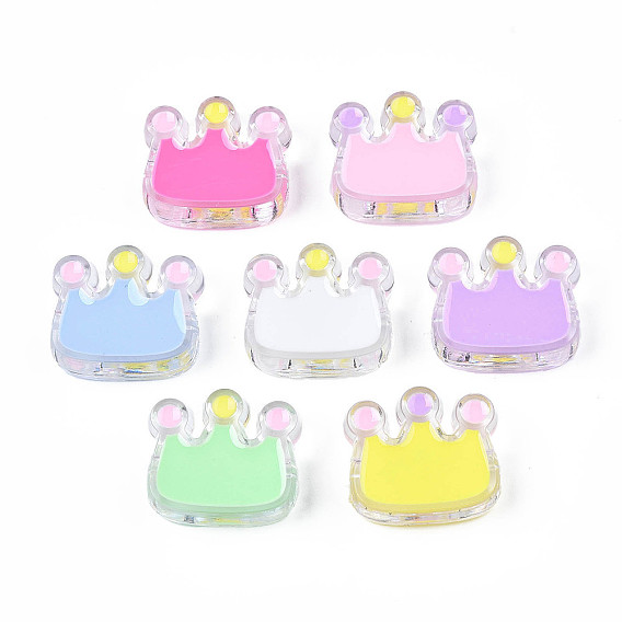 Прозрачные акриловые бусины, с эмалью, корона