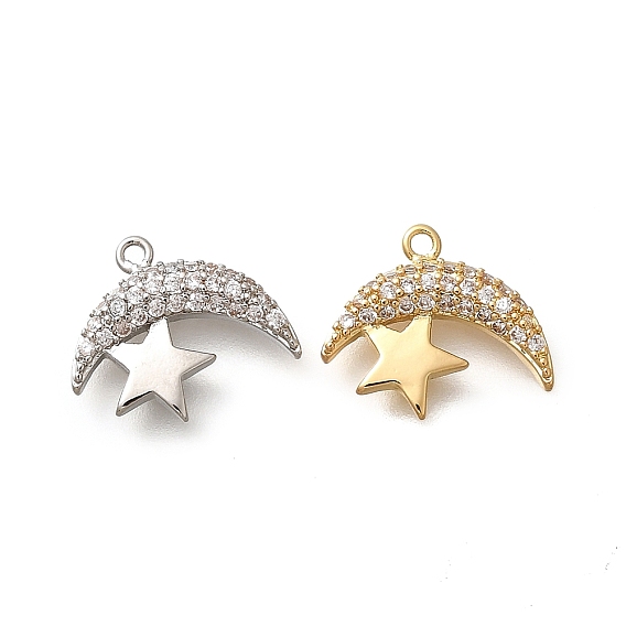 Латунные микро проложить кубического циркония подвески, без кадмия, без никеля и без свинца, Луна и звезды прелести