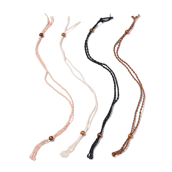 8pcs 4 couleurs 2 tailles fabrication de colliers, avec cordon de cire et perles de bois